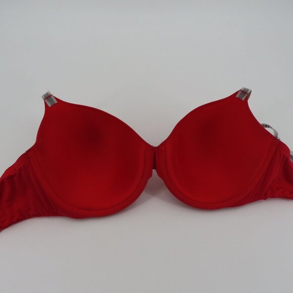 Victorias Secret 38DDD T Shirt Lightly Lined Demi Bra Red Underwire Logo Straps - Picture 8 of 16